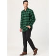 thumbnail image 4 of Camisas casuales de manga larga para hombre, de ajuste regular, con botones, a cuadros, a cuadros. Verde L Unique Bargains Camisa, 4 of 6