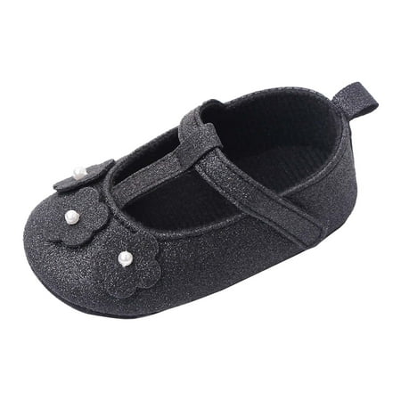 

NIUREDLTD Summer Children Toddler Shoes Girls Sports Shoes Flat Bottom Lightweight Pearl Flower Hook Loop Size 12