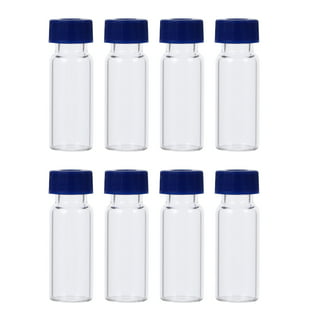 10ml Glass Sample Vials Liquid Clear Small with Screw Caps and Plastic  Plugs, Leak-Proof, 12PCS