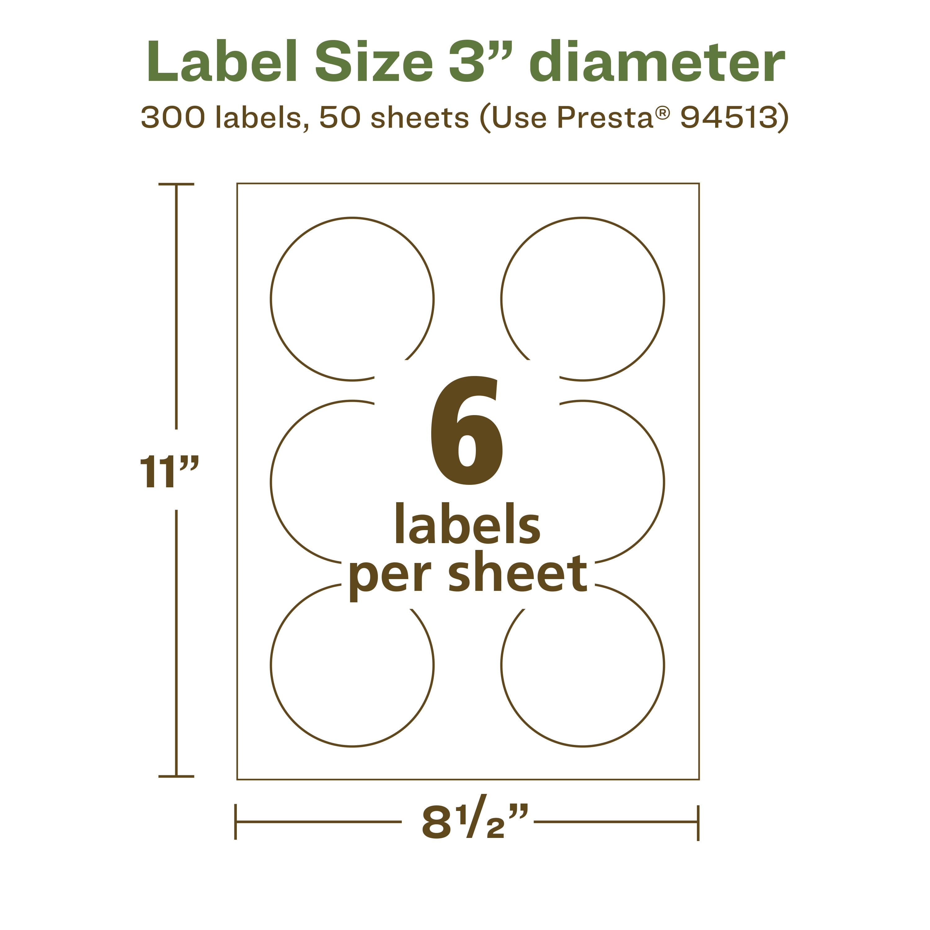 Avery EcoFriendly Round Labels, 3" Diameter, 300ct