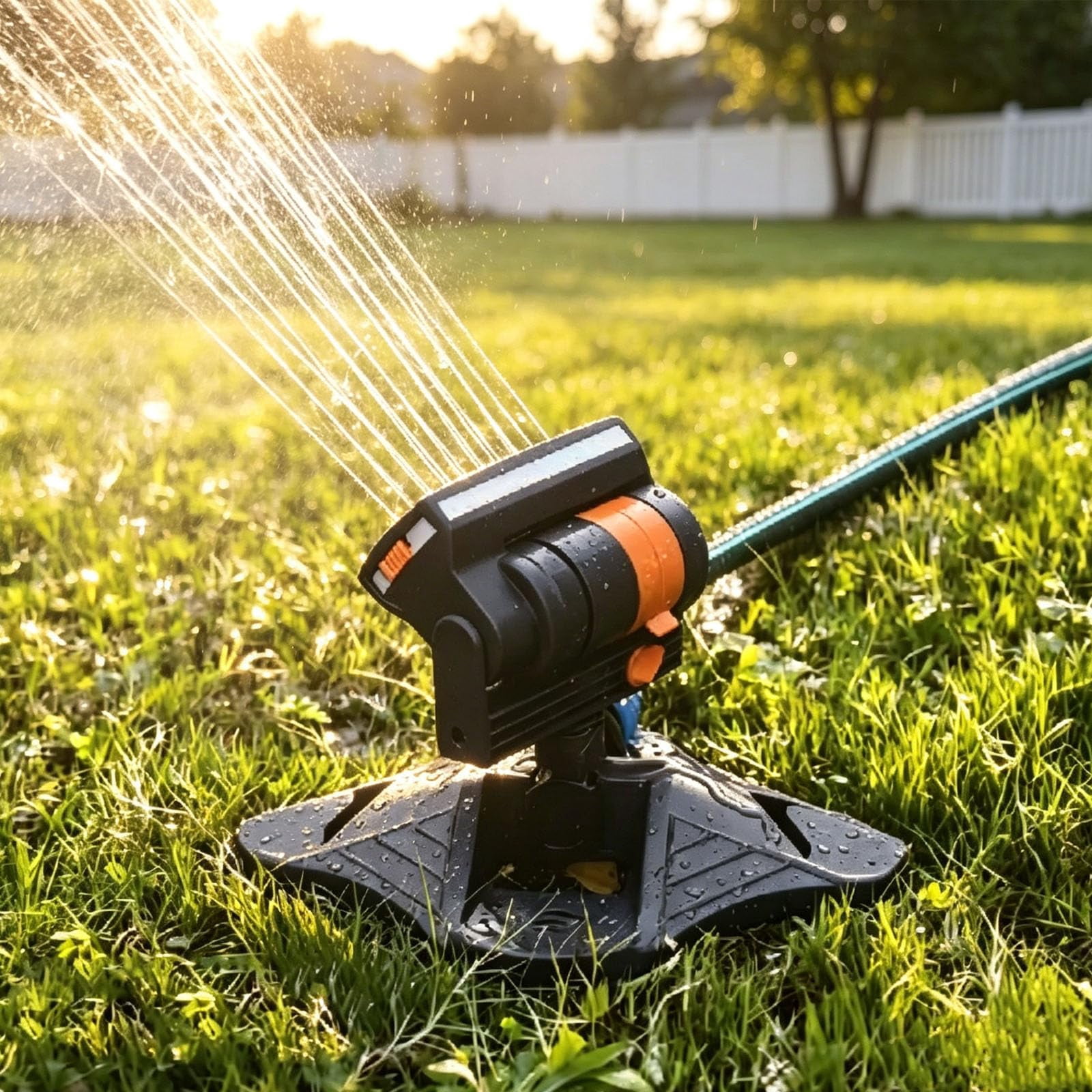 Adjustable Oscillating Sprinkler with Wide Coverage – 16‑Nozzle Lawn Sprinkler with Dual‑Zone Water Timer, 4 Modes, for Yard & Garden