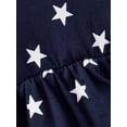 thumbnail image 3 of Girls Independence Day Dress Square Neck Bow Shoulder A-Line Flowy 4th of July Outfit for 6-7 Years, Blue Stars, 3 of 11