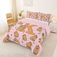 thumbnail image 2 of Manfei Cartoon Capybara Full Size Comforter Sets,Cute Initial K Bedding Comforter Set,Pink Brown,Pink Reversible,3 Pieces,1 Comforter and 2 Pillowcases, 2 of 7