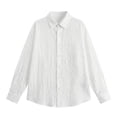thumbnail image 6 of Aobny Baggy T Shirts for Men Solid Button Up T Shirts Collared Big & Tall Polos Long Sleeve Mens Tees,White,M, 6 of 6