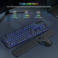 thumbnail image 2 of Wagpak Wireless Keyboard and Mouse Backlit - Retro Round Keycaps, Detachable Wrist Rest, Black, New, 1 Count, 2 of 9