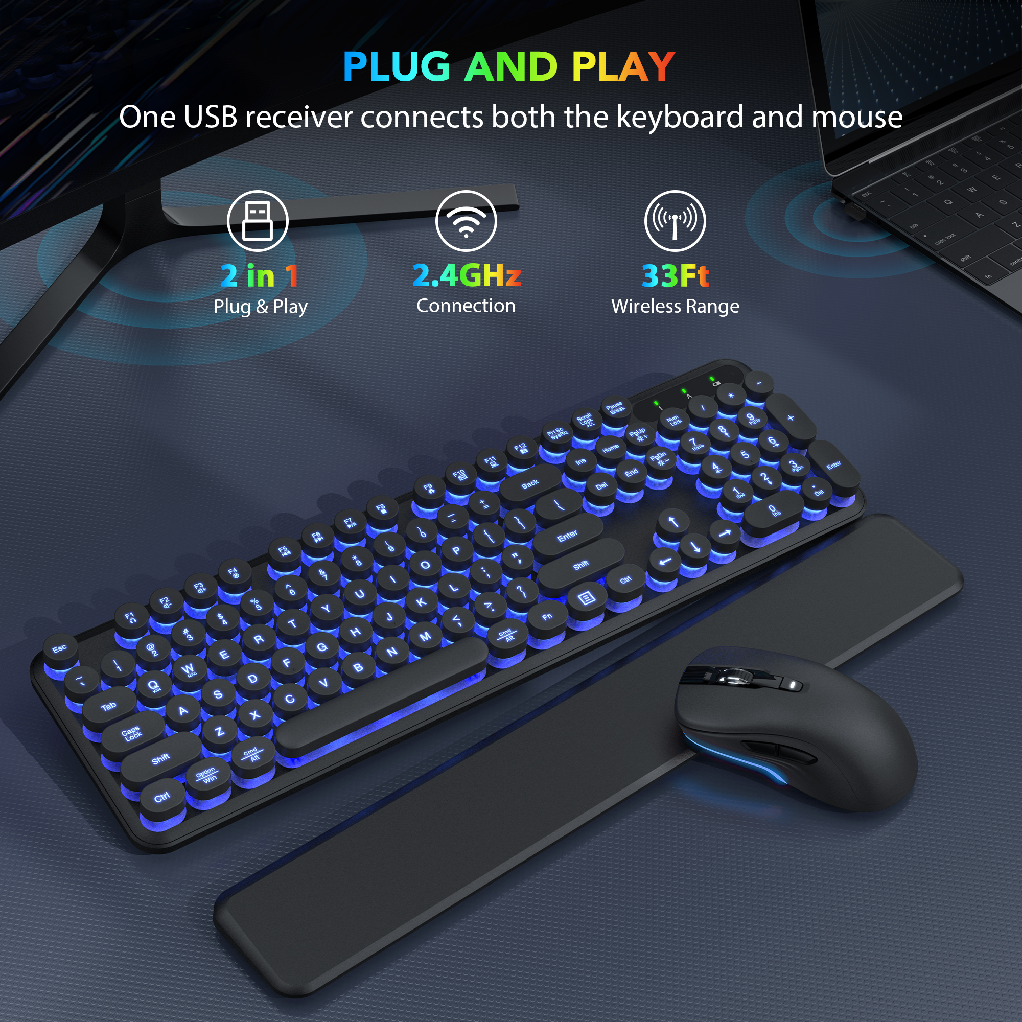 Wagpak Wireless Keyboard and Mouse Backlit photo 2