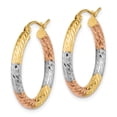 thumbnail image 4 of Auriga Fine Jewelry 14K Tri-color Gold Hoop Earrings for Women (L- 27.2mm, W- 25.7mm), 4 of 5