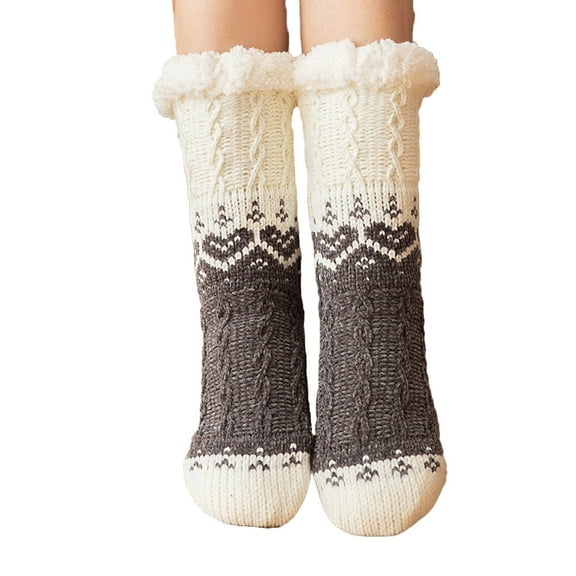 TMOYZQ Women's Slipper Socks with Grippers, Winter Soft Fuzzy Socks Cozy Warm Thick Boot Socks Comfy Floor Socks Fleece Lined Non Slip Home Socks