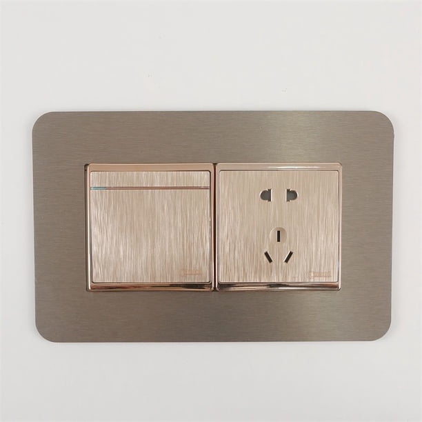 Pegatina decorativa para interruptor, cubierta protectora, luz de lujo, moderna, simple, de color sólido, placa de aluminio acrílico, marco de enchufe
