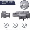 thumbnail image 6 of Ijuicy 2 Piece Linen Movable Storage Ottoman L Shaped Sectional Sofa Set Light Grey, 6 of 7