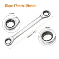 thumbnail image 2 of Uxcell Double Box End Ratcheting Wrench 17mm-19mm CR-V Steel Metric 12 Point Ratchet Wrench Mirror Chrome Plating Box End Spanner Tool, 2 of 7