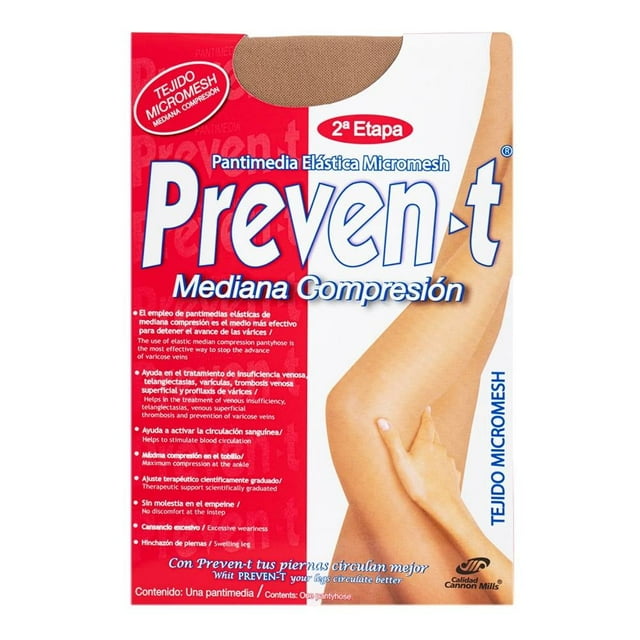 Pantimedia Preven-t para Mujer, Mediana Compresión Natural Bronce Talla G