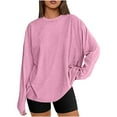 thumbnail image 2 of Buigttklop Womens Oversized Long Sleeve T Shirts Basic Crewneck Tee Fall Tops Casual Workout Fashion Casual Y2K Clothes, 2 of 6