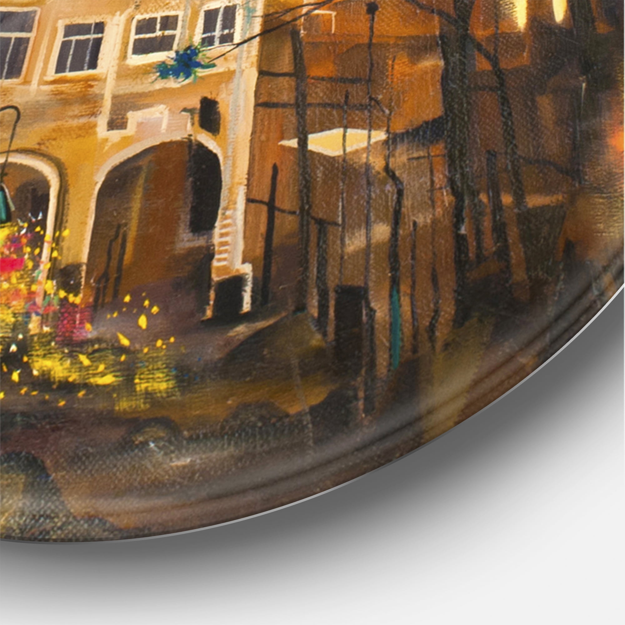 Designart 'Russian City Yard Landscape' Traditional Circle Metal Wall Art 23x23 - Disc of 23