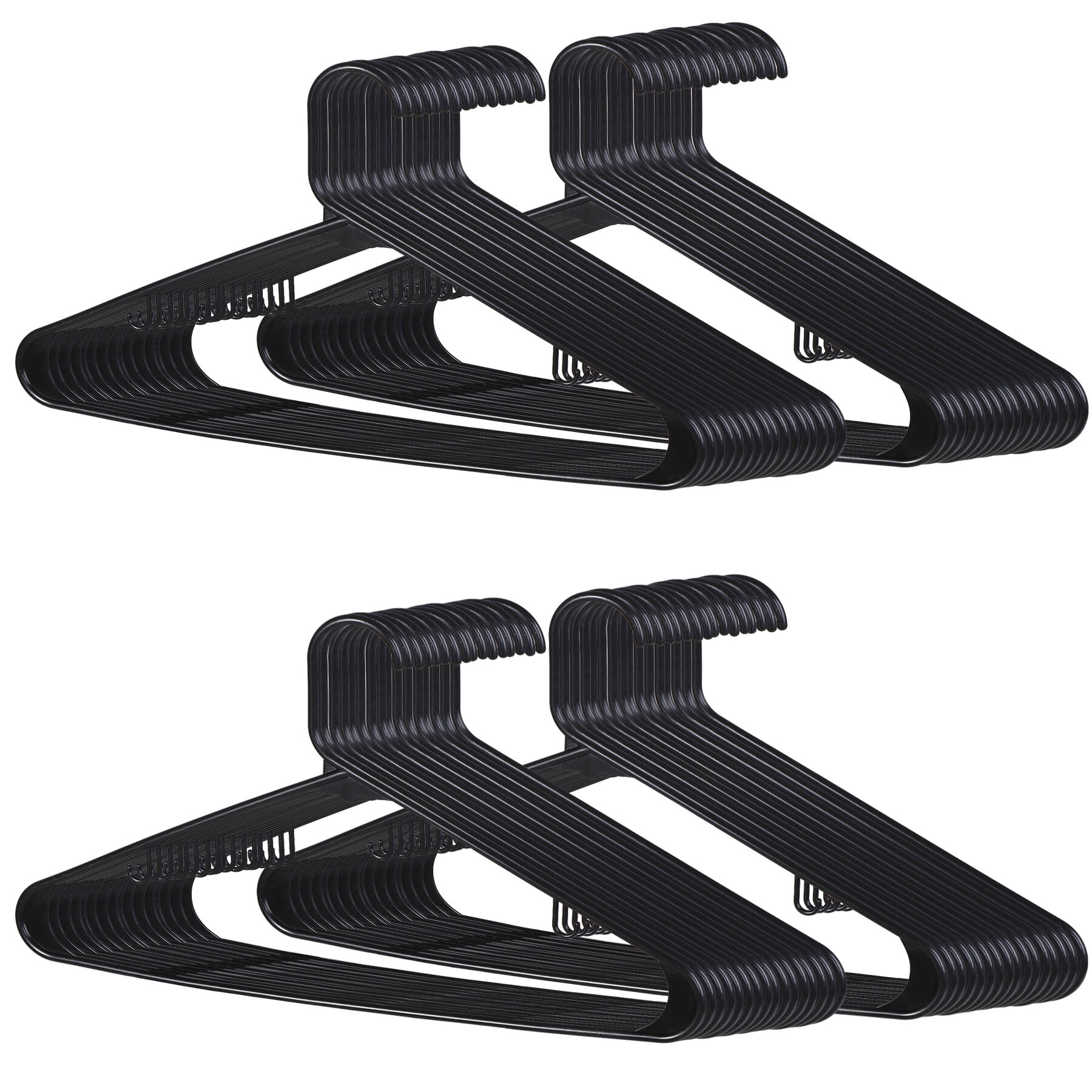 ZENY Clothes Hangers Flocked No-slip Durable Jacket Hangers (100pcs, Black, Plastic)
