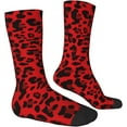 thumbnail image 3 of N/A Red Leopard Pattern Print Adult Athletic Crew Socks Men Women Long 7-8.3 In 18-21cm, 3 of 8