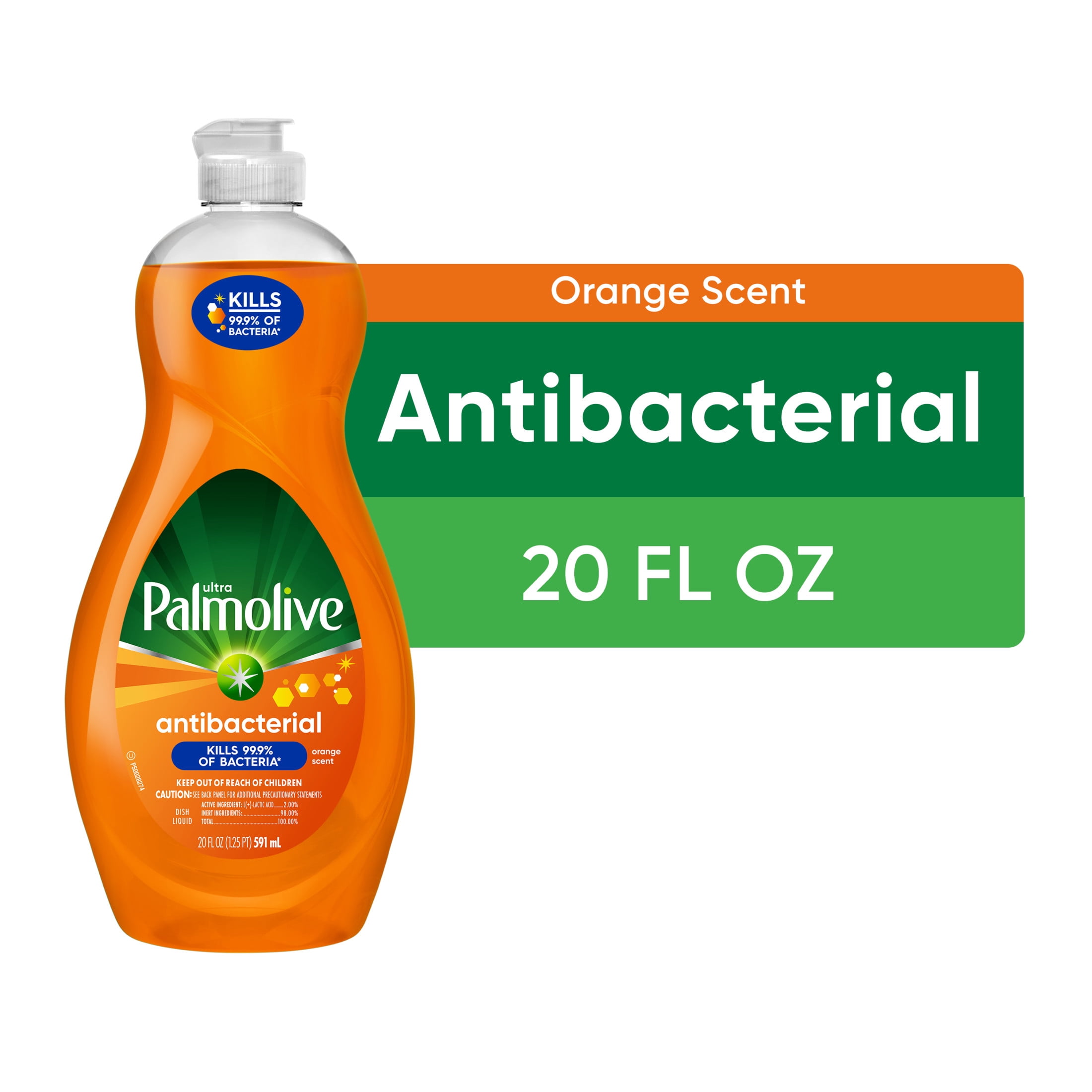(2 pack) Palmolive Ultra Concentrated Antibacterial Liquid Dish Soap, Orange Scent - 20 Fluid Ounce