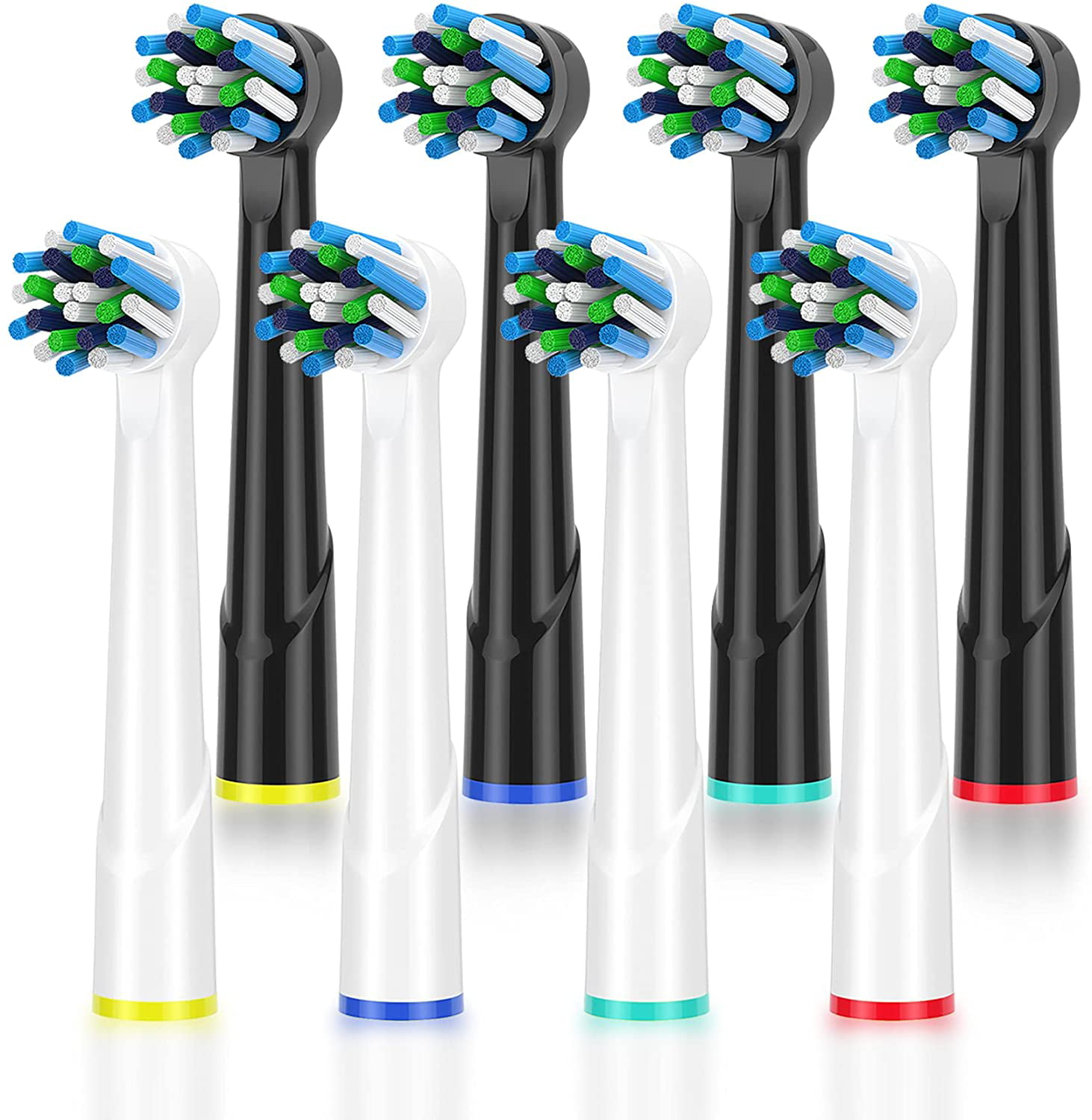 Oral b Replacement Heads Compatible with Oral b Braun Electric Toothbrush,8 Pack Toothbrush Heads for Pro/500/1000/1500/7500,Vitality, Genuis,Smart -4 White & 4 Black
