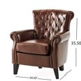 thumbnail image 3 of Kd Chestnut Leather Chair - Stitching, Rolled Arms And , Supported By Birch Wood Legs For Living Room Seat Stylish Tufting, Comfortable Arms, Stable Home Decor Or Study, 3 of 6