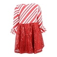 thumbnail image 4 of Girls Reindeer Stripe Sparkle Christmas Dress Outfit Clothes (12Y, Red), 4 of 5