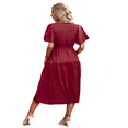 thumbnail image 5 of LYMAYTER Women's Summer Midi Dress V-Neck Puff Sleeve Casual Flowy Ruffle Tiered Bow Tie Midi Dresses, 5 of 10