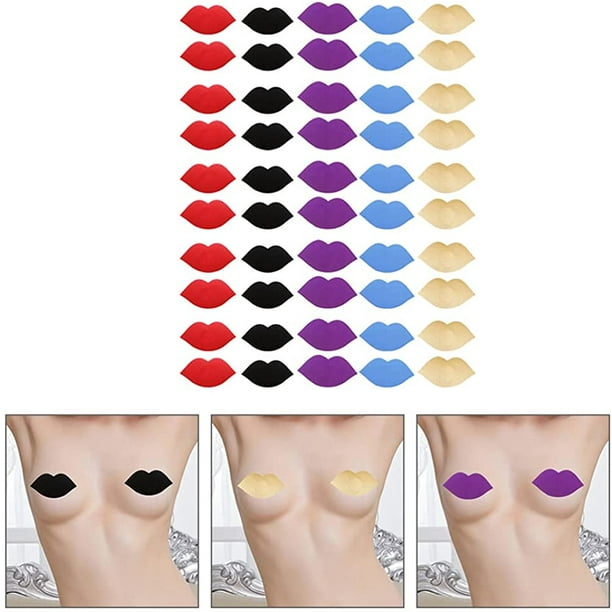 HTOOQ 25 Pairs Women Nipple Covers Breast Pasties Disposable Breast Covers  Bra Stickers Lip Shaped for Ladies Girl Wedding Bridal Shower Party  Supplies - - 