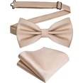 thumbnail image 1 of LAICAIW Mens Solid Color Double Fold Pre-tied Bow Tie and Pocket Square Set, 1 of 7