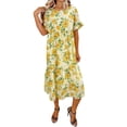 thumbnail image 1 of Vestido de Manga Estampada Casual de Manga Corta de Cuello Redondo para el Uso Diario de Primavera Verano de las Mujeres, 1 of 6