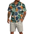 thumbnail image 2 of longantii Men's Sets Elastic Button Down Hawaiian Shirts and Shorts Comfortable Short Sleeve Beach Blouses and Shorts 2026 Summer Shirt and Beach Shorts Sets Mint Green XXXL, 2 of 6