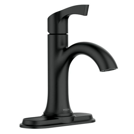 MOEN 84466BL Korek Single Hole Single-Handle Bathroom Faucet with Drain Kit Included in Matte Black