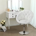 thumbnail image 3 of Alden Design Modern Tufted Adjustable Barrel Swivel Accent Chair, White Faux Leather, 3 of 11