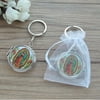 Our Lady of Guadalupe Baptism Compact Mirror Keychain Favor Bautizo 1st Communion Christening Gift for Guest with Organza Gift Bags -12 PCS