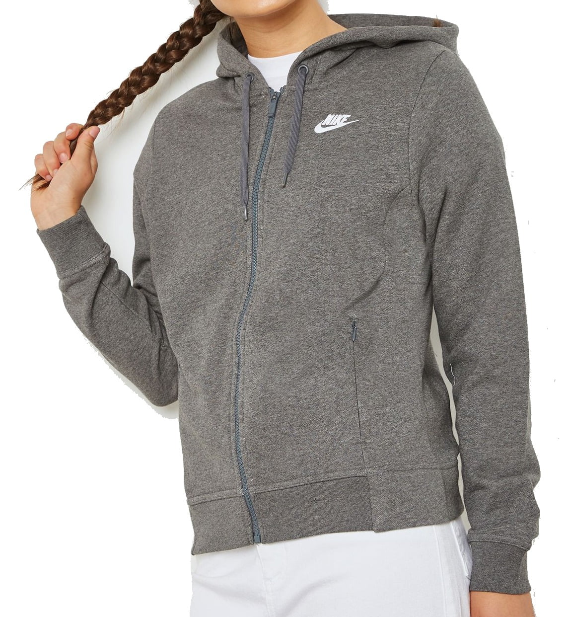 Nike Womens Hoodie Heather Small FullZip Drawstring S