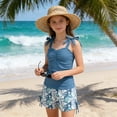 thumbnail image 3 of Swimsuit for Girls Size 7-8 Years Girls Tankini Swimsuit 2 Piece Ruched Tie Straps Swimwear Swim Shorts Girl Bathing 7 16Y, 3 of 5