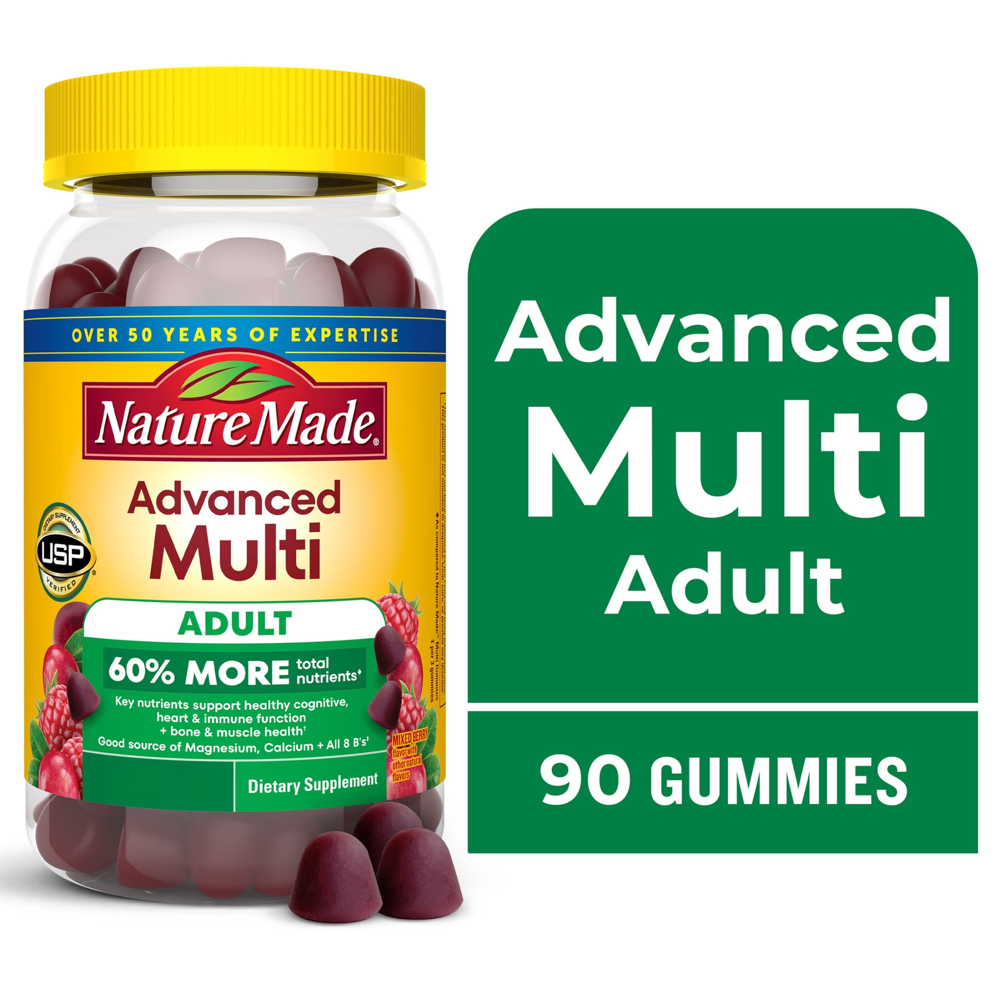 Nature Made Advanced Multivitamin Gummies with Magnesium, Calcium & B Vitamins, 90 Count