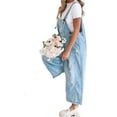 thumbnail image 3 of Sleeveless Women Denim Overalls Casual Straight Leg Jeans Jumpsuit, 3 of 5