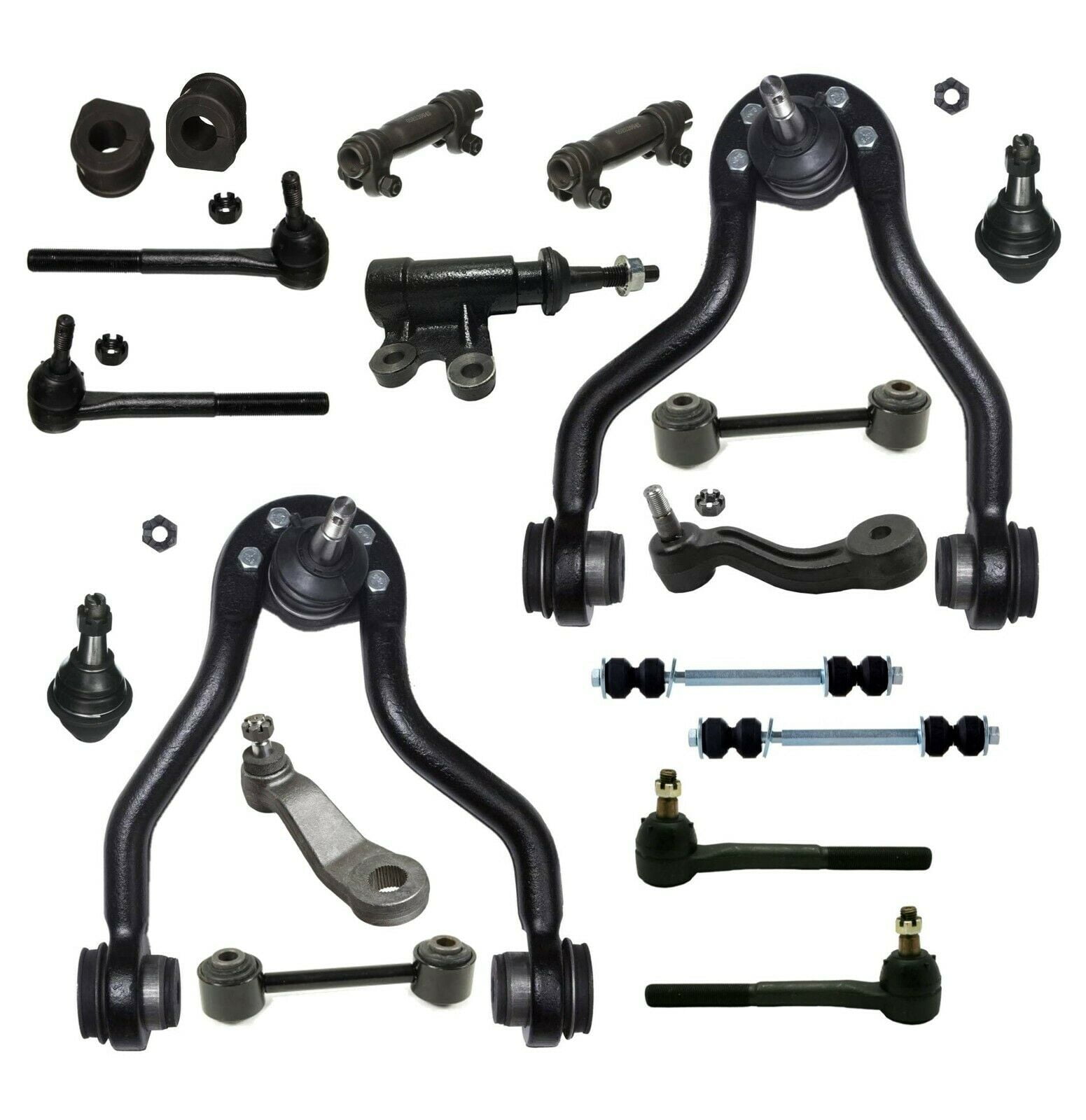 19 Pc Complete Suspension Upper Control Arm Idler & Pitman Arm Front Sway Bar Frame Bushings