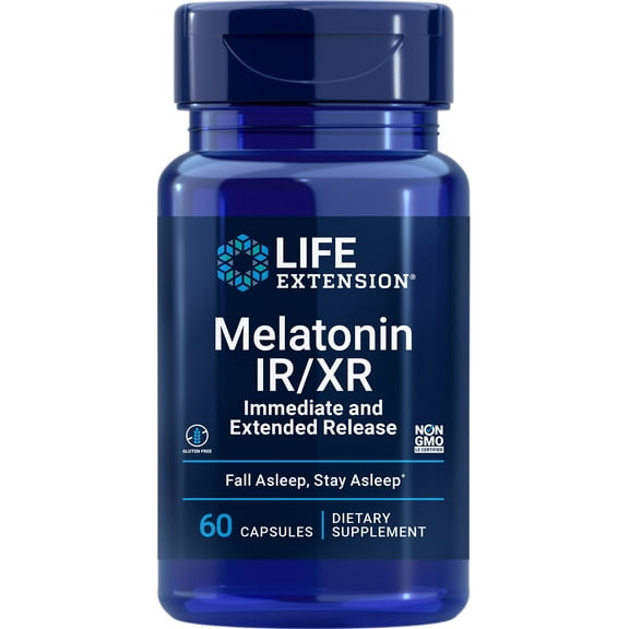 (2 Pack) Life Extension Melatonin IR/XR 60 capsules