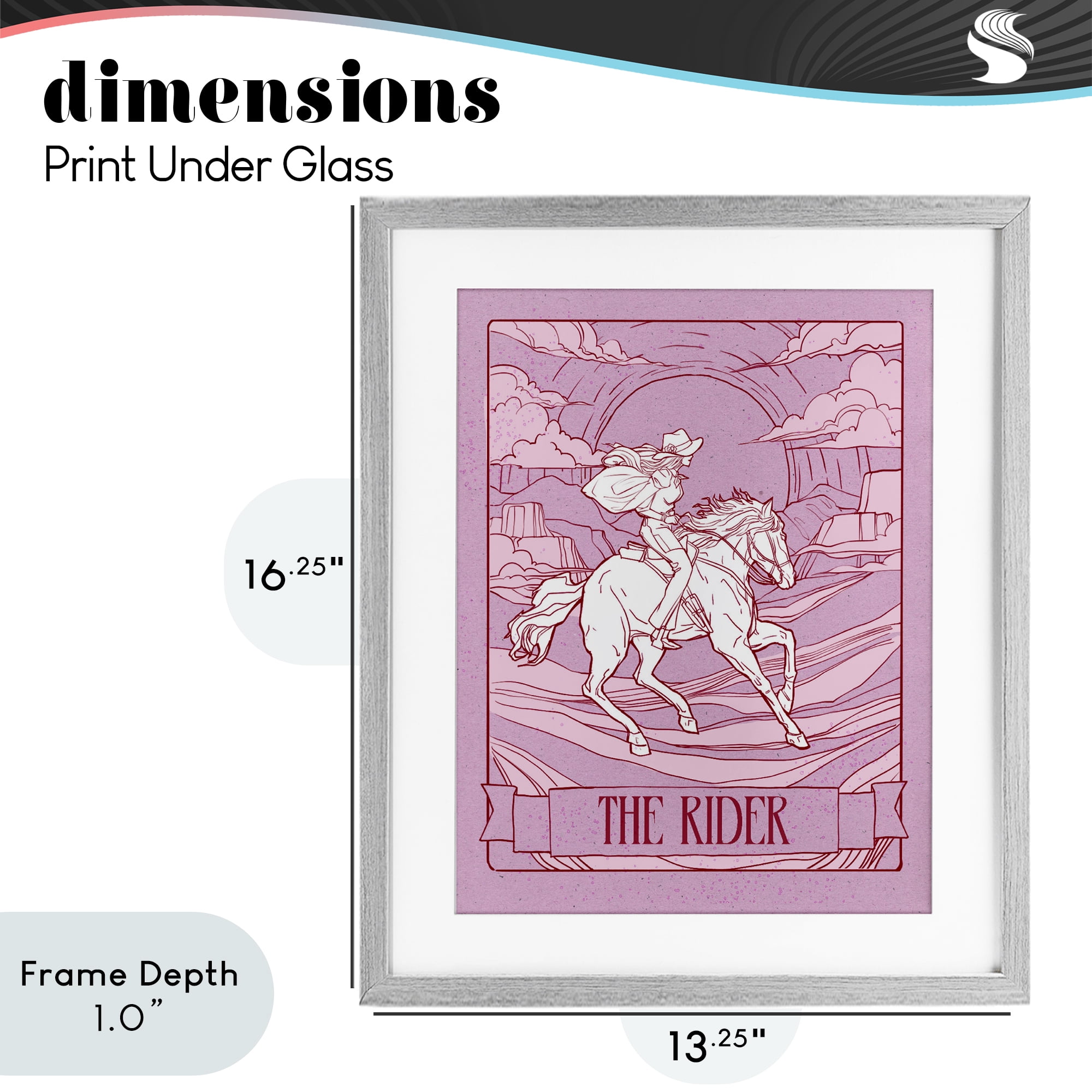 Stupell Industries Cowgirl Rider Tarot Card Gray Framed Print Under Glass, design by Ziwei Li