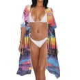 thumbnail image 4 of SCRAWLGOD Palm Tree Sunset Print Kimono Swimsuit Cover Up for Women Casual Lightweight Swimsuit Coverup Long Beach Cover Up, 4 of 6