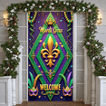 thumbnail image 6 of Gold Mask Mardi Gras Banner Green Feather Carnival Display Purple Flower Bead Decoration Festive Backdrop for Carnival Party Festive Celebration Parade Event, 6 of 9