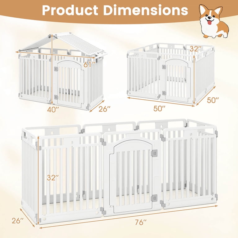 Costway, Plastic Dog Playpen, 8-Panel 32