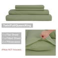 thumbnail image 4 of PiccoCasa 4 Pieces Bed Sheets Set with Flat Sheet, Fitted Sheet and 2 Pillowcases Olive Green Full, 4 of 6