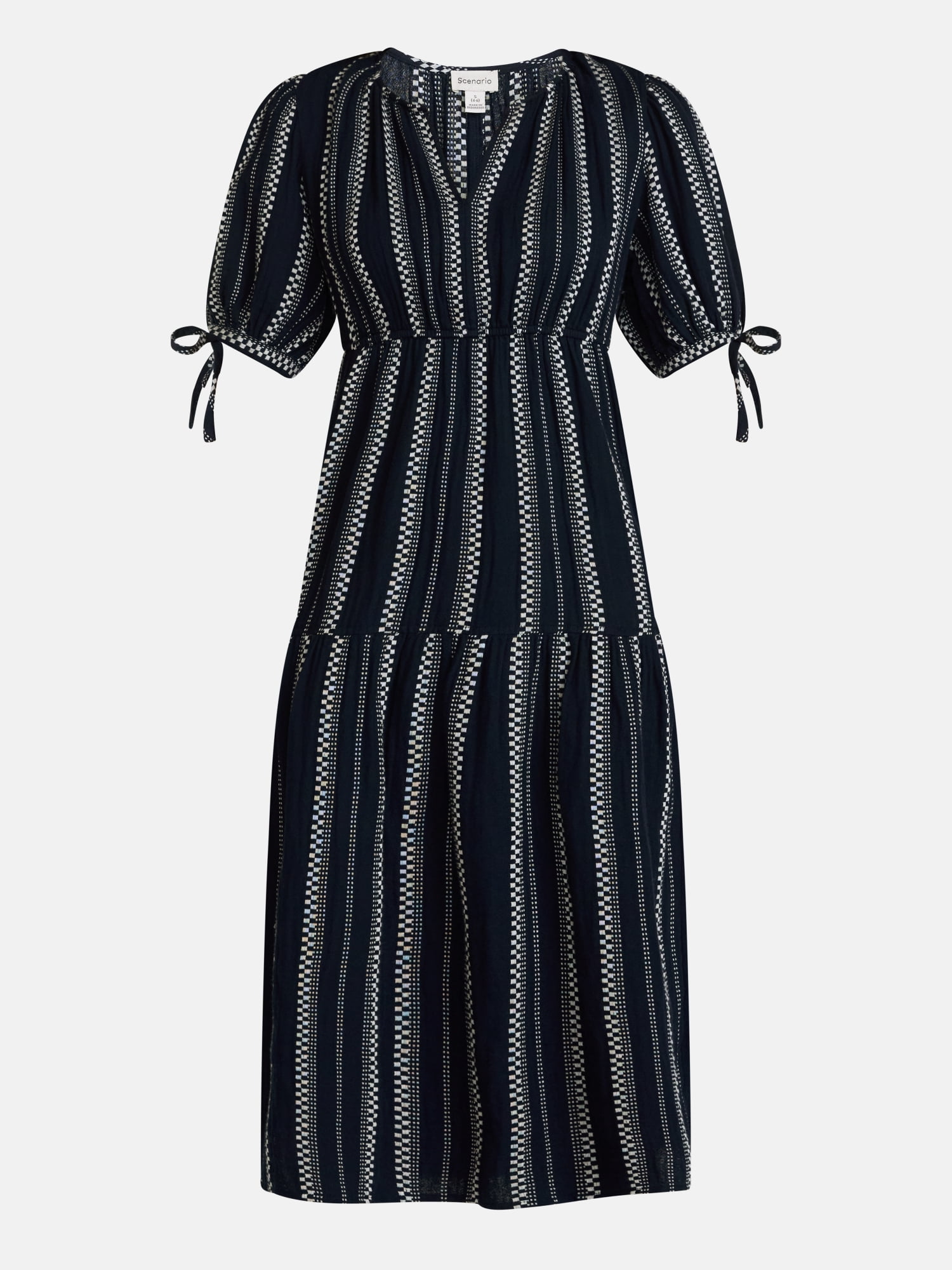 Scenario Women's Split Neck Tiered Midi Dress, Sizes XS-XXXL