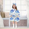 thumbnail image 7 of Wearable Blanket with Sleeves and Pocket Oversized Hooded Sweatshirt 3-14 YR Watercolor Blue Fish S, 7 of 7