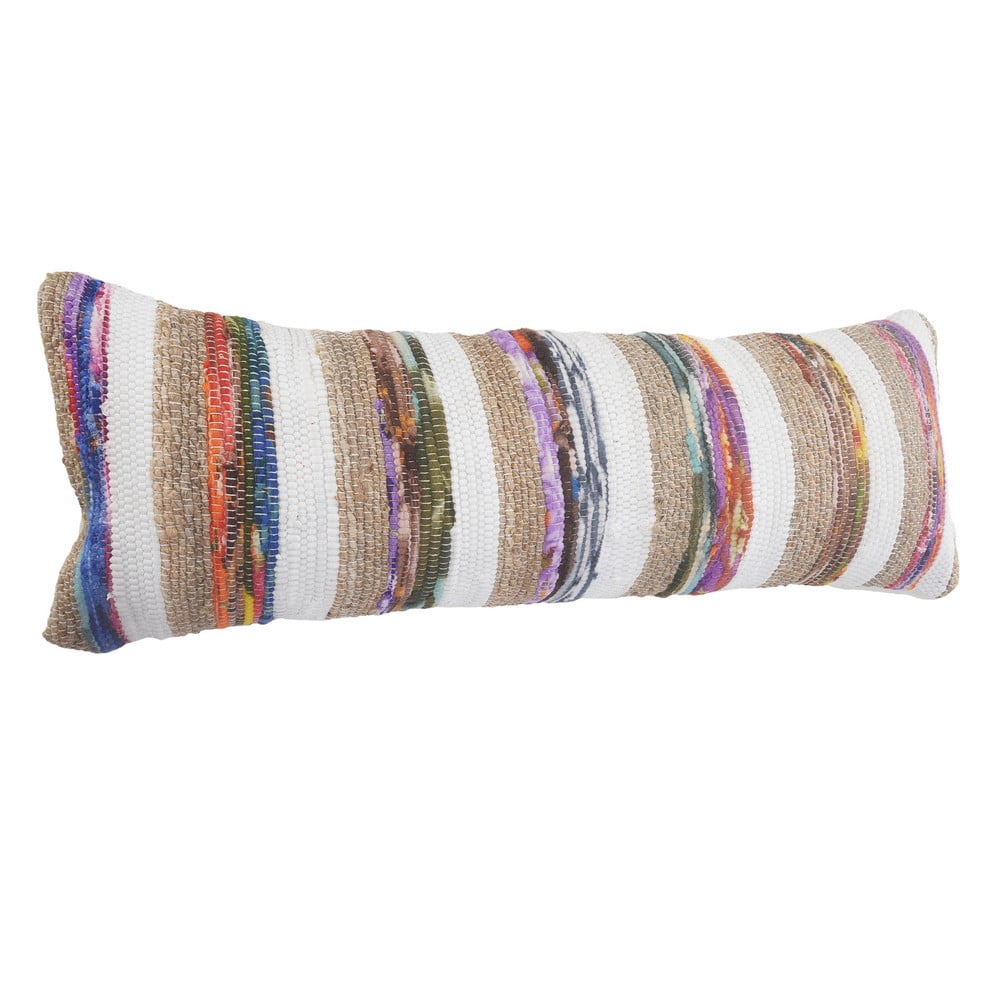 Ox Bay 14" x 36" Hand-Woven White/ Tan Geometric Cotton Blend Pillow Cover