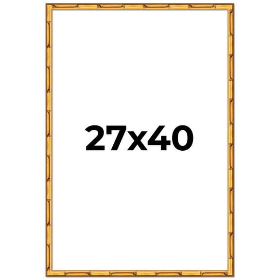 27x40 Frame Gold Bamboo Solid Wood Picture Frame | 0.75 Inch Moulding Width | Interior Frame Depth