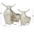 thumbnail image 3 of 11", 8"H Silver Aluminum Bull Sculpture, by CosmoLiving by Cosmopolitan (2 Count), 3 of 8