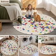 thumbnail image 5 of Colorful Polka Dot Round Area Rug 8Ft Washable Large Circle Rugs for Living Room Dorm, Cartoon Cute Abstract Graffiti Beige Non-Slip Carpet Floor Mats Indoor Outdoor Carpet Runner Home Decor, 5 of 8