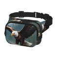 thumbnail image 2 of Saiise Sac Banane à Double Compartiment Motif Aigle Chauve Forêt Rivière Sac de Taille Carré Réglable Mains Libres Ceinture de Course Randonnée Sécurité Voyage Sergé Bandoulière, 2 of 9